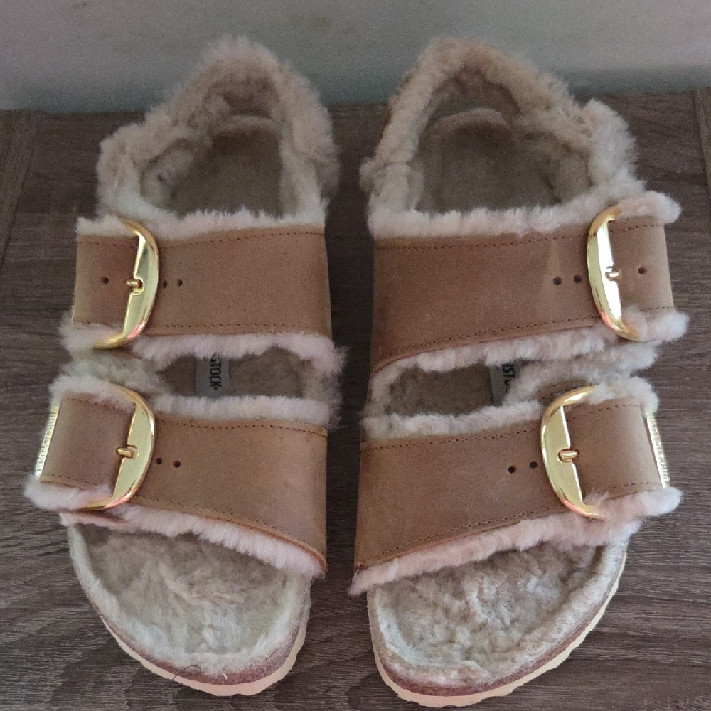 Birkenstock Tan Shearling Women's Slippers
